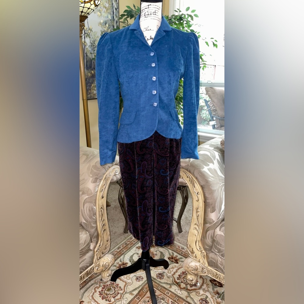 faux suede jacket, and velvet  skirt